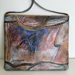 NEW Jane Yoo Leather Vintage Shoulder Bag 10x9”